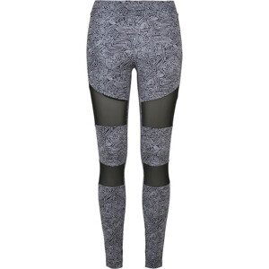 Urban Classics Ladies Tech Mesh AOP Leggings blackzen - XXL