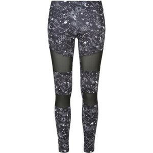 Urban Classics Ladies Tech Mesh AOP Leggings blackuniverse - 3XL