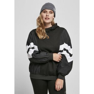 Urban Classics Ladies Mix Crinkle Nylon Sweat Hoody black/white - XL