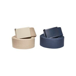 Urban Classics Colored Buckle Canvas Belt 2-Pack sand/navy - S/M