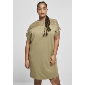 Urban Classics Ladies Lace Tee Dress khaki - XS