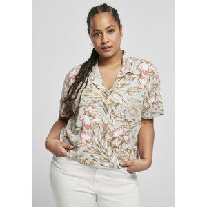 Urban Classics Ladies Viscose Resort Shirt lightblue hibiscus - L