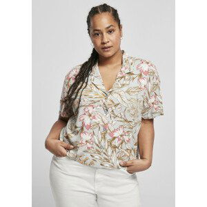 Urban Classics Ladies Viscose Resort Shirt lightblue hibiscus - XL