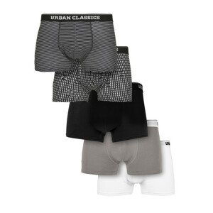 Urban Classics Organic Boxer Shorts 5-Pack m.stripeaop+m.aop+blk+asp+wht - S
