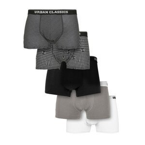 Urban Classics Organic Boxer Shorts 5-Pack m.stripeaop+m.aop+blk+asp+wht - XXL