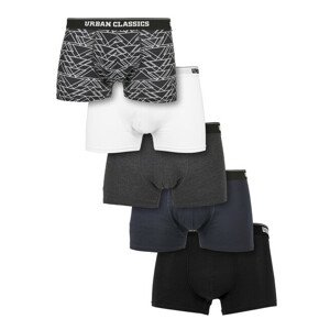 Urban Classics Organic Boxer Shorts 5-Pack tron aop+white+grey+navy+black - 3XL