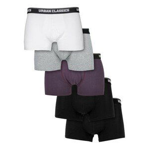 Urban Classics Organic Boxer Shorts 5-Pack purplenight+grey+wht+blk+blk - 3XL