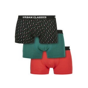 Urban Classics Organic X-Mas Boxer Shorts 3-Pack nicolaus aop+treegreen+popred - XXL