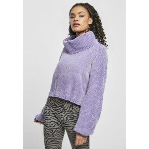 Urban Classics Ladies Short Chenille Turtleneck Sweater lavender - 3XL