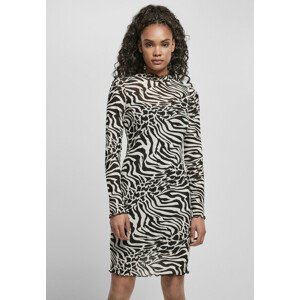 Urban Classics Ladies AOP Double Layer Dress white/black - M