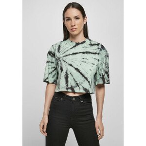 Urban Classics Ladies Oversized Cropped Tie Dye Tee black/ghostgreen - 4XL