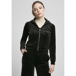 Urban Classics Ladies Short Velvet Zip Hoody black - M