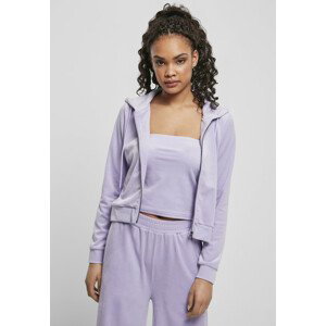 Urban Classics Ladies Short Velvet Zip Hoody lavender - XL