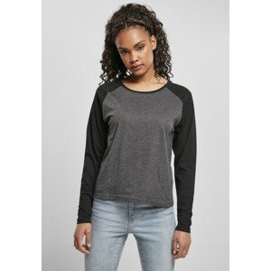 Urban Classics Ladies Contrast Raglan Longsleeve charcoal/black - 5XL