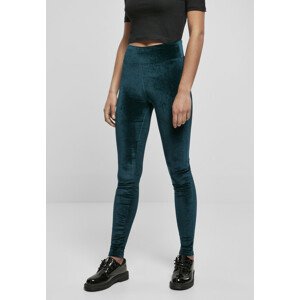 Urban Classics Ladies High Waist Velvet Leggings teal - XXL