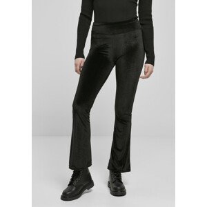 Urban Classics Ladies High Waist Velvet Boot Cut Leggings black - XS