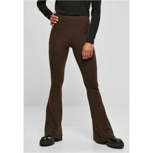 Urban Classics Ladies Rib Knit Bootcut Leggings brown - 3XL