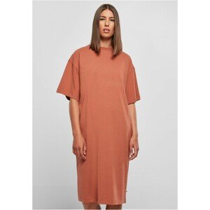 Urban Classics Ladies Organic Long Oversized Tee Dress terracotta - XS