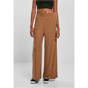 Urban Classics Ladies Rib Jersey Wide Leg Pants darktaupe - S