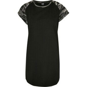 Urban Classics Ladies Contrast Raglan Tee Dress black/darkcamo - L