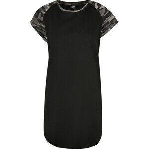 Urban Classics Ladies Contrast Raglan Tee Dress black/darkcamo - XL