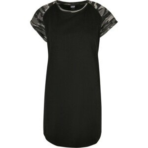 Urban Classics Ladies Contrast Raglan Tee Dress black/darkcamo - XS