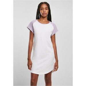 Urban Classics Ladies Contrast Raglan Tee Dress white/lilac - S