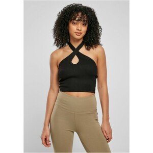 Urban Classics Ladies Rib Knit Crossed Neckholder Top black - M