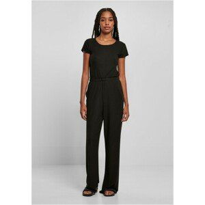 Urban Classics Ladies Rib Wid Leg Jumpsuit black - 3XL