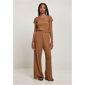 Urban Classics Ladies Rib Wid Leg Jumpsuit darktaupe - XS