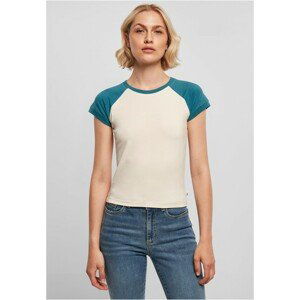 Urban Classics Ladies Organic Stretch Short Retro Baseball Tee whitesand/jasper - XS