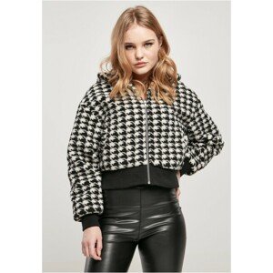 Urban Classics Ladies Short Oversized AOP Sherpa Jacket blackhoundstooth - L