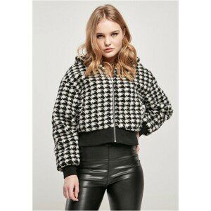 Urban Classics Ladies Short Oversized AOP Sherpa Jacket blackhoundstooth - XXL