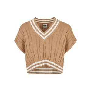 Urban Classics Ladies Cropped Knit College Slipover unionbeige - XL