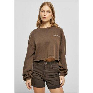 Urban Classics Ladies Cropped Small Embroidery Terry Crewneck brown - XL