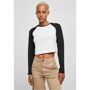 Urban Classics Ladies Organic Cropped Retro Baseball Longsleeve white/black - 4XL