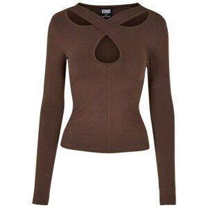 Urban Classics Ladies Crossed Cut Out Longsleeve brown - 3XL