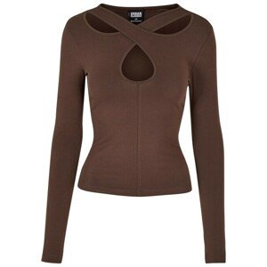 Urban Classics Ladies Crossed Cut Out Longsleeve brown - XXL