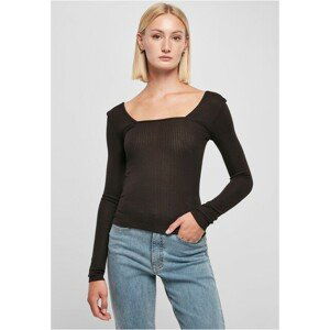 Urban Classics Ladies Rib Squared Neckline Longsleeve black - L