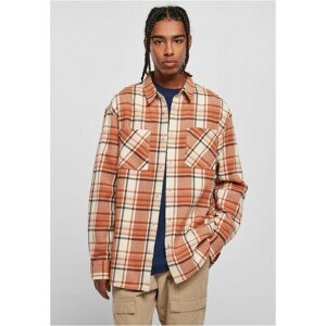 Urban Classics Long Oversized Checked Leaves Shirt softseagrass/red - 4XL