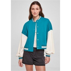 Urban Classics Ladies Oversized 2 Tone College Terry Jacket watergreen/whitesand - XXL