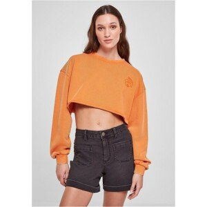 Urban Classics Ladies Cropped Flower Embroidery Terry Crewneck vintageorange - XL