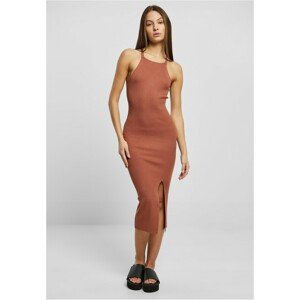 Urban Classics Ladies Midi Rib Knit Crossed Back Dress terracotta - XS