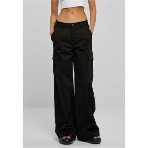 Urban Classics Ladies High Waist Wide Leg Twill Cargo Pants black - 29