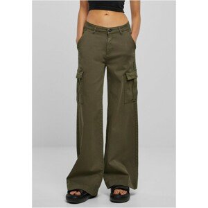 Urban Classics Ladies High Waist Wide Leg Twill Cargo Pants olive - 26