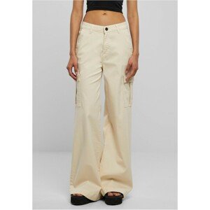 Urban Classics Ladies High Waist Wide Leg Twill Cargo Pants whitesand - 36