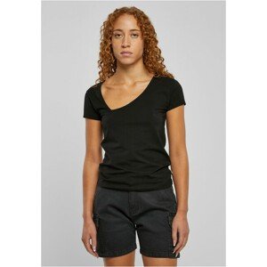 Urban Classics Ladies Organic Asymmetric Neckline Tee black - XS