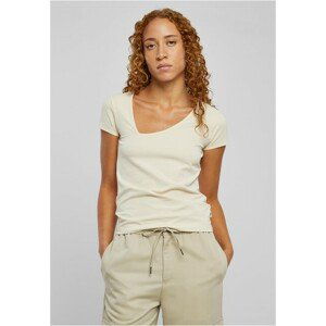 Urban Classics Ladies Organic Asymmetric Neckline Tee whitesand - S