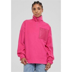 Urban Classics Ladies Polar Fleece Troyer hibiskuspink - 4XL