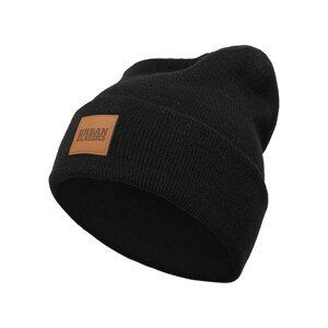 Urban Classics Leatherpatch Long Beanie black - UNI